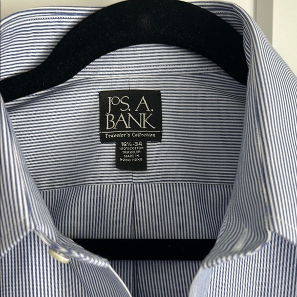 Jos. A. Bank Traveler’s Collection Men's Blue Striped Dress Shirt | 16.5 -34 - Picture 3 of 4